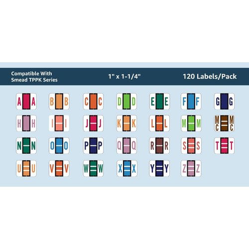 Doctor Stuff - File Folder Labels, Alphabet Letter M, Compatible with Smead BCCR/BCCS - TPAM Series Alpha Stickers Fluorescent Green, 1" x 1-1/4", 120 Labels per Package