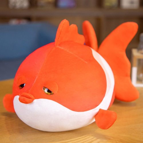 OUKEYI 13.8"/35cm Goldfish Plush Stuffed Animal Toy Cute Soft Goldfish Plush Pillow Goldfish Doll Soft Stuffed Decorative Toy,Stuffed Animal for Children Gift (red)