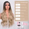 Vitorish Ombre Blonde Wig,28 Inches Long Wavy Curly Ombre Blonde Wig with Dark Root Small Lace Synthetic Heat Resistant Wigs for Women Daily Party Use (Ombre Blonde)