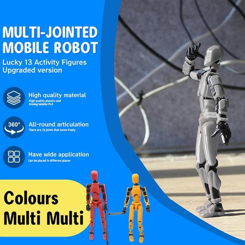 MerryXD Titan 13 Action Figure,Assembly Completed Dummy 13 Action Figure Lucky 13 Action Figure T13 Action Figure 3D Printed Multi-Jointed Movable, Nova 13 Action Figure Toy Black