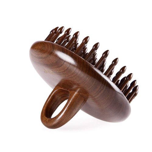 TAN MUJIANG Massage Hair Comb Round Shape Inserted Teeth Kingwood