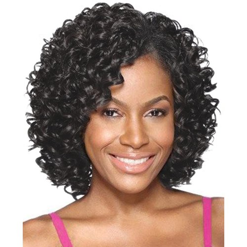 XIUFAXIRUSI XIUFAXIRUSI Black Short Curly Bob Wigs for Black Women Kinky Curly Afro Wig with Side Bangs Natural Synthetic Full Hair Wig