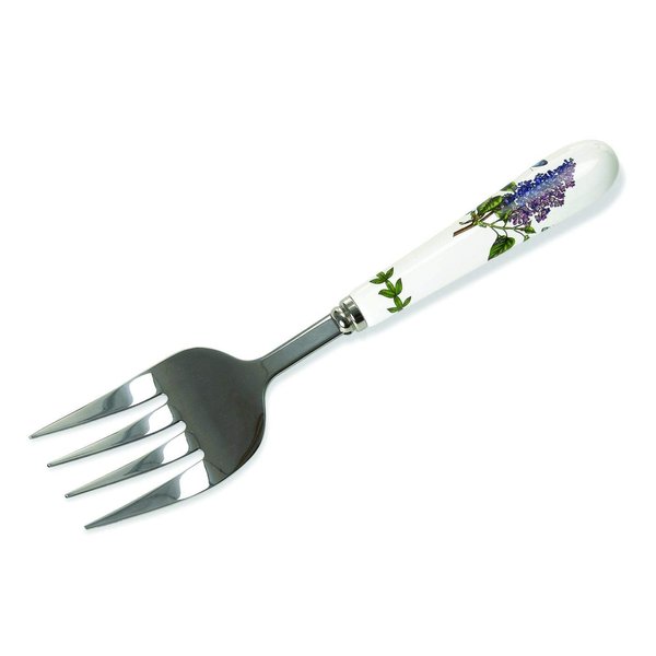 Portmeirion Botanic Garden 9" Serving Fork | Garden Lilac Motif | Fine Porcelain and Stainless Steel | Chip Resistant Glaze | Ideal for Meat, Vegetables, Fruit