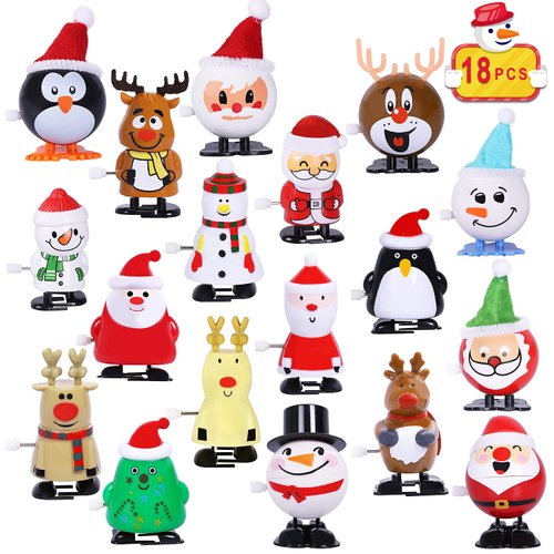Max Fun 18pcs Christmas Stocking Stuffers Wind Up Toys Assortment for Christmas Party Favors Goody Bag Filler(Christmas)