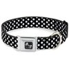 Dog Collar Seatbelt Buckle Micro Polka Dots2 Black White 15 to 26 Inches 1.0 Inch Wide