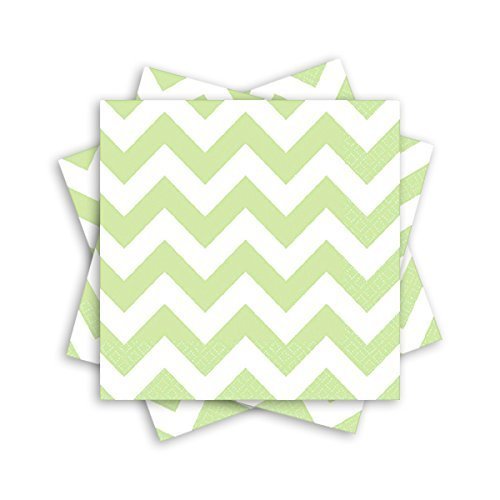 Party Perfect Disposable Chevron Print Luncheon Napkins Tableware, 16 Pieces, Made from Paper, Leaf Green, by Amscan
