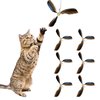 6pcs Cat Wand Attachment, Spining Propeller Cat Toys, Cat Propeller Toy with Bell, Replacement Artificial Feather, Indoor Cat Toy, Cat Interactive Toy(Brown)