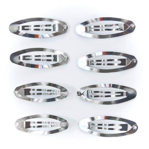 ALL in ONE 50pcs Metal Silver Oval Shape Snap Hair Clips/Barrettes for DIY 60mm
