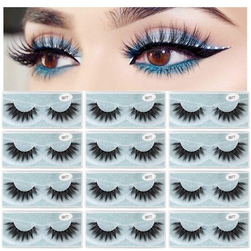 MAGEFY Eyelashes 12 Pairs 1 Style Lashes Wholesale, Dramatic Look Faux Mink False Lashes Pack, Handmade Reusable Soft Fake Eyelashes (5D77)