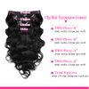 22Inch Clip in Hair Extensions Real Human Hair Body Wave 8Pcs Brazilian Human Hair Clip in Extensions with 18Clips Double Lace Weft 120g #1B Natural Black