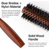 Round Boar Bristle Hair Brush with Wooden Handle Ideal for Styling Medium to Long Hair Thick, Fine, Curly, Or Straight Hair, Enhances Volume and Shine