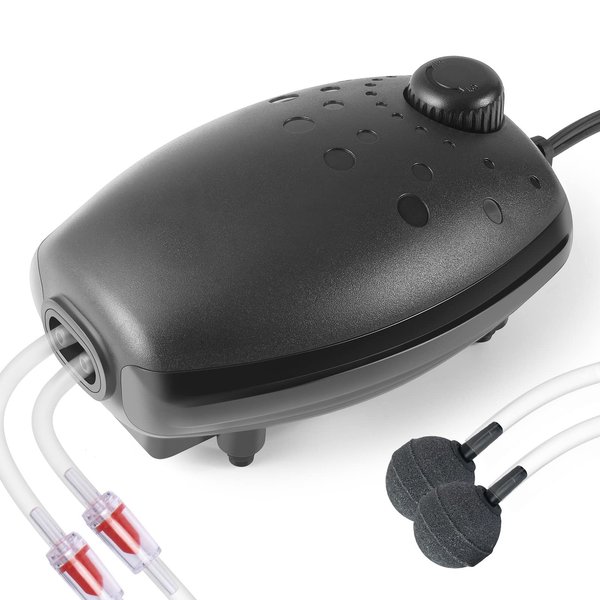 HITOP 3W 80GPH Adjustable Aquarium Air Pump, Upgrade Quiet Oxygen Pump, Powerful Air Aerator for Fish Tank up to 120 Gallon