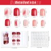 192 Pcs Short Square Press On False Nails With Design, TOROKOM Full Cover Artificial Fake Nails Short Fingernails Colorful...