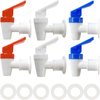 GXXMEI 6PCS Replacement Cooler Faucet, 2 White and 2 Red and 2 Blue Water Dispenser Tap Set, Internal Thread Plastic Spigot