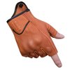 Harssidanzar Mens Half Finger Goatskin Leather Motorcycle Gloves GM037, TAN, Size S