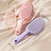 AGLOO Vented Detangling Hair Brush – Effortless Self-Cleaning Hair Brushes for Men Women, Dry Wet Detangler Brush, Paddle Massage Comb for Thick Curly Hair Fast Blow Drying (pink)