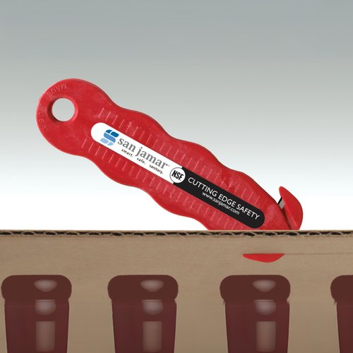 San Jamar KK401 Klever Kutter Safety Box Cutter Knife, Red