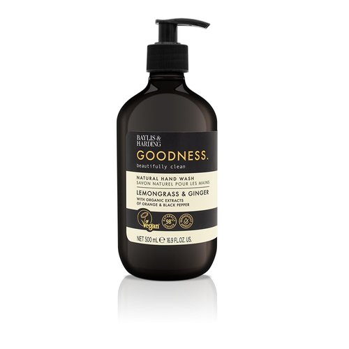 Baylis & Harding Liquid Hand Soap Wash with Dispenser, Goodness, Lemongrass & Ginger, 16.9oz/500ml