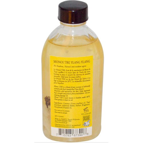 Monoi Tiki Tahiti Ylang Ylang Coconut Oil (Pack of 2), Scented With Fresh Handpicked Tiare Flowers, 100% Made in Tahiti, 4 fl. oz.
