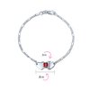 Blank Dainty Connected Double Heart Shape Medical Identification Engravable Medical ID Bracelet For Women Teens .925 Sterling Silver Small Wrist 7 Inch