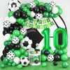 10th Birthday Soccer Balloons Arch,10th Soccer Garland Kit with Green Number 10 Balloon Football Balloons Soccer Mylar Foil Balloons for Boys Kids 10th Birthday Soccer Theme Party Decorations