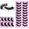 LuckForever 10 Pairs False Eyelashes Russian Strips Eye Lashes Wispy False Lash Fluffy Eyelash Extension Natural Look D Curly Fake Eyelashes Reusable Volume Eye Lash for Women Girls