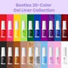 beetles Gel Polish Nail Art Gel Liner Nail Polish Set 20 Colors Spring Pastel Gel Polish Pink Blue Brown Easter Gel Nail polish Soak Off UV Gel Built Thin Nail Brush in Bottle Gift for Women