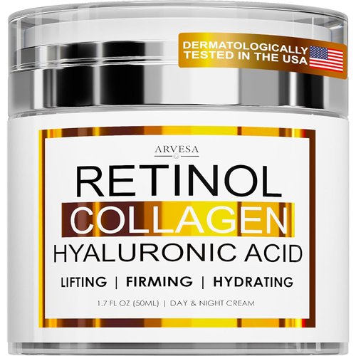 Retinol Cream for Face - Facial Moisturizer with Collagen Cream and Hyaluronic Acid - Anti Aging Face Cream - Day and Night Face Lotion for Women and Men - Hydrating Wrinkle Cream for Face