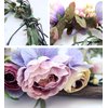 Vivivalue Flower Wreath Crown Boho Flower Headband Hair Garland Floral Headpiece Halo with Ribbon Wedding Party Festival Photos Purple