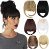 8" Clip in Bangs Hair Extensions Thick Full Neat Bangs Fringe Hair Extension with Temples One Piece Clip on Front Bangs Hairpiece