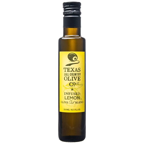 Texas Hill Country Olive Co Lemon Infused Olive Oil - Cold Pressed Gourmet EVOO Olive Oil - Great for Dressing Dipping Marinade - No Artificial Flavors or Added Sugar - Made in Texas (8.5 oz)