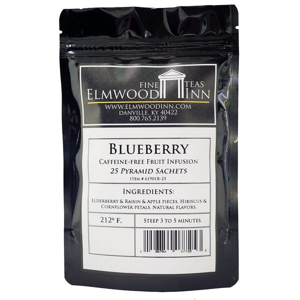 Elmwood Inn Fine Teas, Blueberry Caffeine-Free Fruit Infusion, 25 Pyramid Sachet Tea Bags
