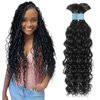 Human Braiding Hair 110g 22Inch Water Wave Bulk Boho Hair for Braiding Wet and Wavy Human Hair for Boho Braids Curly 100% Human Hair Extensions for Braiding Hair (1B, 22inch)