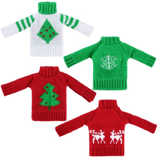 Bencailor 4 Pcs Christmas Doll Sweater Clothes 11.5 Inch Doll Accessories Clothes Hoodie Sweater Set Knitted Clothing for Elf Doll Decor