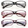 V.W.E. 3 Pairs Women Rectangular Floral Readers - Fashion Reading Glasses Magnification (3 Pairs (Black/Maroon/Purple), 1.50)