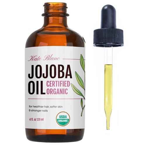 Kate Blanc Cosmetics Jojoba Oil for Hair Growth, Face, Skin (4oz, Organic, Pure) Stocking Stuffers Christmas Gifts for Women, Men, Mom, Dad, Teen. Gua Sha Oil for Facial Massage and Dermaplaning