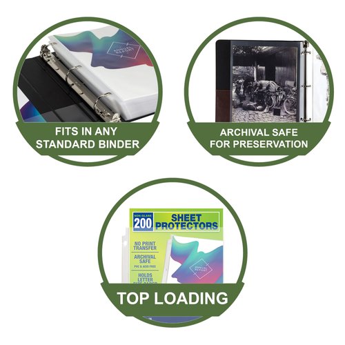 Samsill 200 Pack Sheet Protectors, 8.5x11 Inch Page Protectors for 3 Ring Binder, Standard Weight, Non-Glare Protector, Letter Size, Top Loading, Acid Free