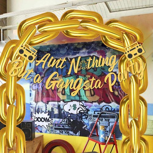 Fangleland Hip Hop Party Decorations Ain't Nothing But a Gangsta Banner Jumbo Chain Balloons Retro 70s 80s 90s Inflatable Radio Boombox Decor