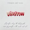 Red Press on Nails French Tip Fake Nails Almond Shape False Nails with Red Swirl Designs Full Cover Acrylic Nails Medium Stick on Nails Glossy Glue on Nails Red Nail Tip Cute Artificial Nails 24Pcs