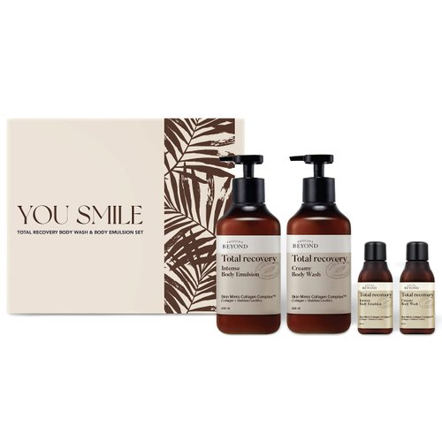 Christmas Gifts BEYOND Total Recovery Body Special Set - Creamy Wash and Lotion for Dry Skin, Apple Blossom Scent (300ml/10 fl oz*2 + 60ml /2 fl oz*2) Korean Skincare