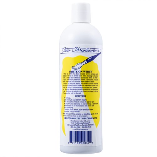 Chris Christensen White on White Whitening Treatment Dog Shampoo, Groom Like a Professional, Brightens White, Safely Removes Yellow & Other Stains, All Coat Types, Made in USA, 16 oz.