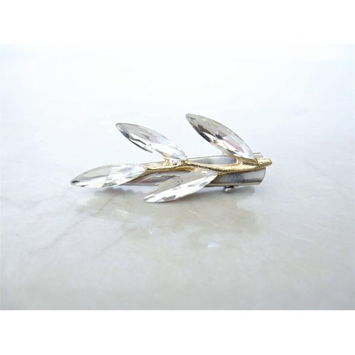 Generic Small gold silver tone crystal leaves alligator hair clip for fine thin hair (Clip quantity: 1 clip)