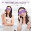 2PCS Gel Eye Mask Reusable Hot Cold Therapy Gel Bead Eye Mask for Puffiness /Dark Circles/Eye Bags /Dry Eyes/Headaches/Migraines/Stress Relief, Cooling Eye Mask Hot/Cold Compress Eye Mask (Purple)
