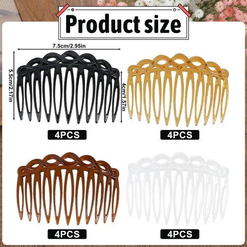 16 PCS Women Hair Comb Accessories, French Hair Side Combs, Plastic Twist Decorative Comb, Hair Combs Decorative Hair Combs for Styling, Bridal Wedding Veil Teeth Hair Combs for Women