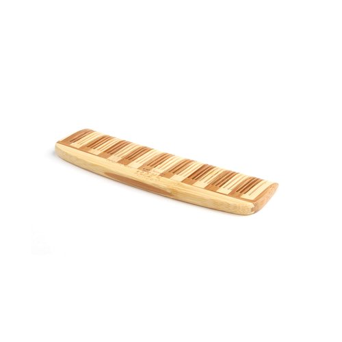 Bass Brushes | Grooming Comb | Premium Bamboo Teeth and Handle | Pocket Style | Striped Finish | Model W4 - SB