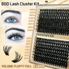 Eyelash Extension Kit 80D DIY Lash Extension Kit with Lash Bond and Seal and Lash Applicator 288Pcs Fluffy Mink Lashes Lash Clusters D Curl False Eyelashes DIY Lash Kit for Lash Extension Beginners