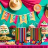 12pcs Mexican Fiesta Party Favor Bags Mexican Treat Bags Cinco De Mayo Candy Bag Floral Stripes Gift Goodie Bag for Flowers Birthday Party Taco Wedding Baby Shower Supplies Decorations 4.7*3.15*8inch