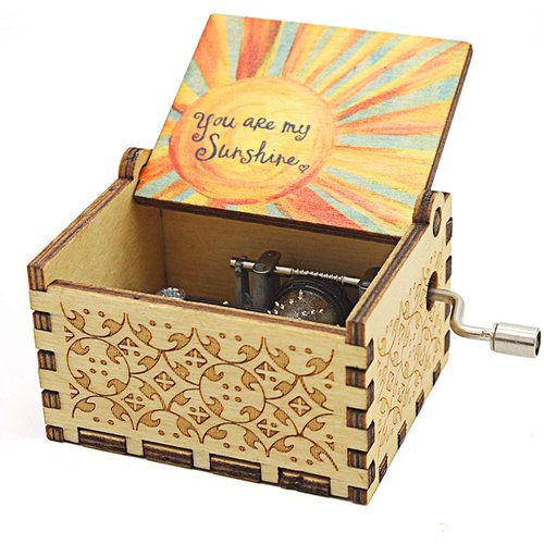 byykit You are My Sunshine Wood Music Boxes,Laser Engraved Vintage Wooden Sunshine Musical Box Gifts for Birthday/Christmas/Valentine's Day (Color)