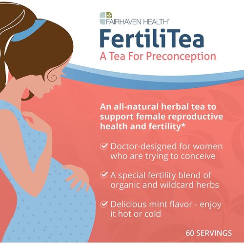 Fairhaven Health FertiliTea, 60 Servings, Organic Fertility Tea for Women to Boost Reproductive Health, Prenatal Herbal Tea to Support Menstrual Cycle & Hormone Balance, Contains Vitex, Mint Flavor