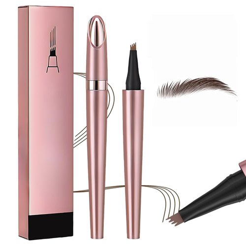 Eyebrow Tattoo Pencil, 2024 New Magic Eyebrow Pencil,4 Fork Tip 3D Microblading Waterproof Eyebrow Pencil, Natural Makeup Fine Stroke Magic Eyebrow Pencil with 4 Micro-Fork Tip for women (dark brown)